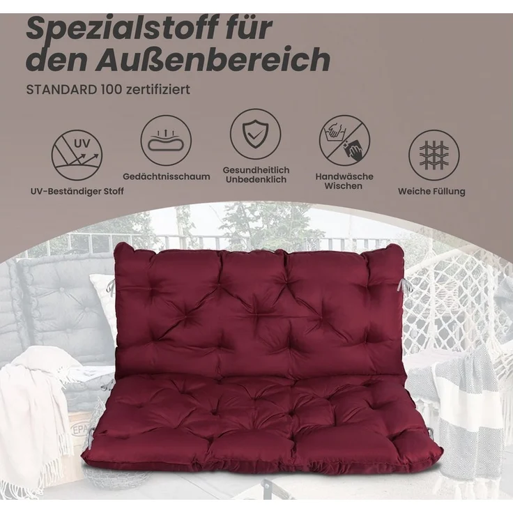 HOMECALL Dekokissen Bankauflage Sitzbankauflage Sitzkissen mit Rückenlehne, Nordisches Design, für Gartenbank, 120 x 140 x 12 cm – Bild 2