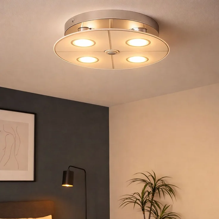 LED Deckenleuchte, Chrom, Glas satiniert, D 30 cm – Bild 10