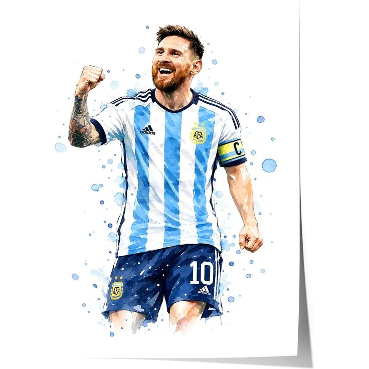 Argentinien Fußball Poster · Geschenkidee · Aquarell Sport Wandbild · Deko Print ohne Rahmen - 10x15cm