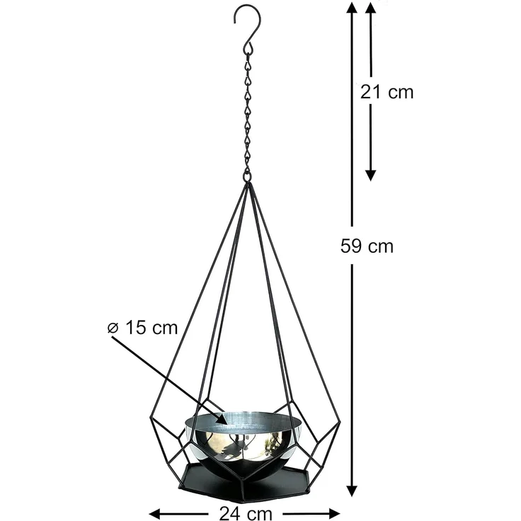 DanDiBo Blumenampel Innen Metall Wand Hängepflanzen 59 cm 96095 S mit Topf 6 Ecken Pflanzenhänger Blumenhänger Topfhänger Blumen Blumentopfhänger Hängetopf – Bild 2