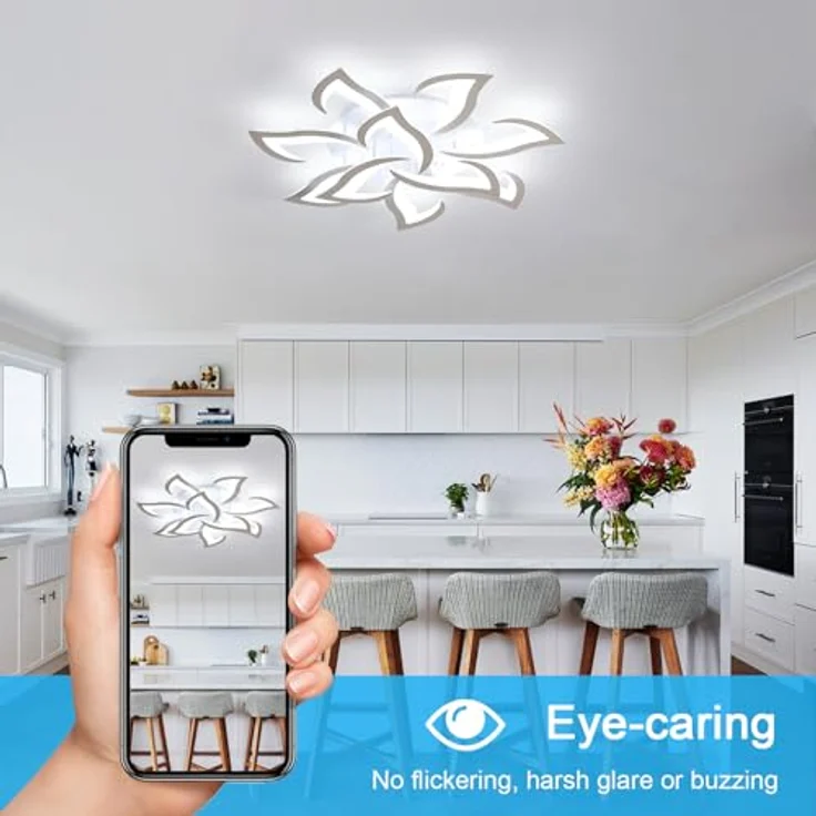 Comely Deckenlampe LED 84W mit 10 Köpfen im Blumenstil, Deckenleuchte Modern aus Eisen und Acryl, Deckenlampe Wohnzimmer 6500K für Schlafzimmer, Küche und Büro – Bild 6