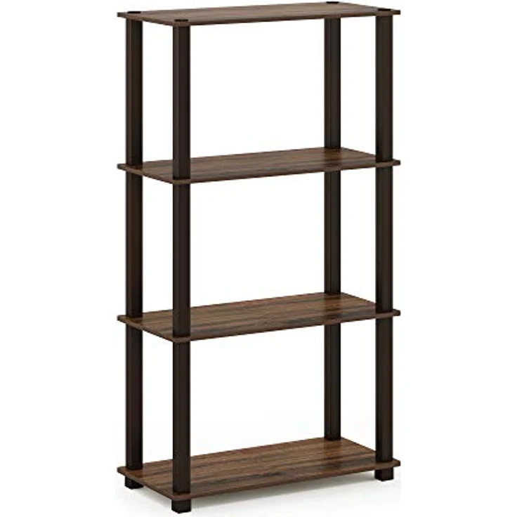 Furinno 4-Ebenen Mehrzweck-Regal mit Vierkantrohr, holz, Walnuss/Braun, 29. 46x59. 94x109. 86 cm – Bild 7