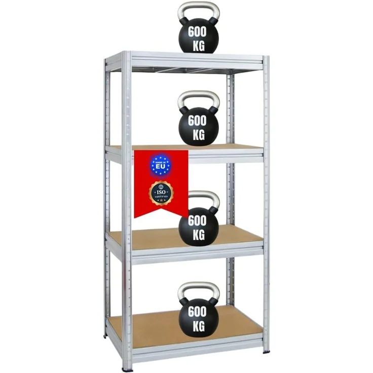 PROREGAL Schwerlastregal Dino 180 x 90 x 60 cm Fachlast 600kg Verzinkt, Garagenregal, Lagerregal, Steckregal, Kellerregal