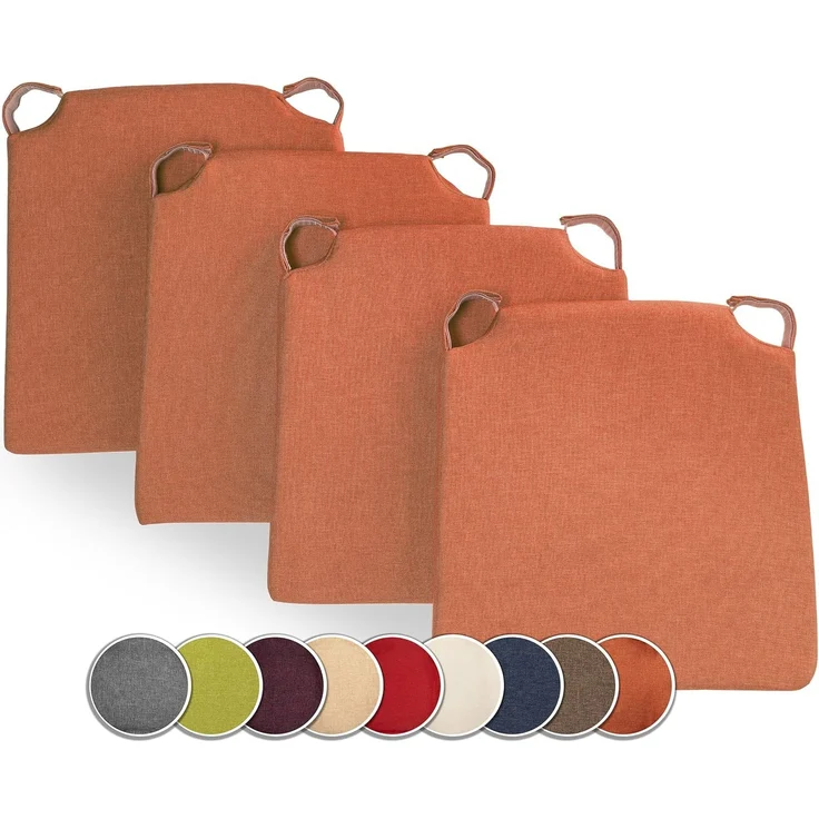 sunnypillow Stuhlkissen 4er Set Kissen Maße: 42 (vorne), 35 (hinten) x 40 x 5 cm – Bild 1