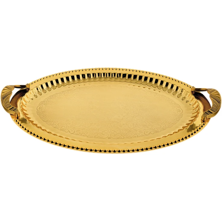 Serviertablett aus hochwertigem 18/10-Edelstahl - Elegant & Zeitlos - 2er Set Gold – Bild 2