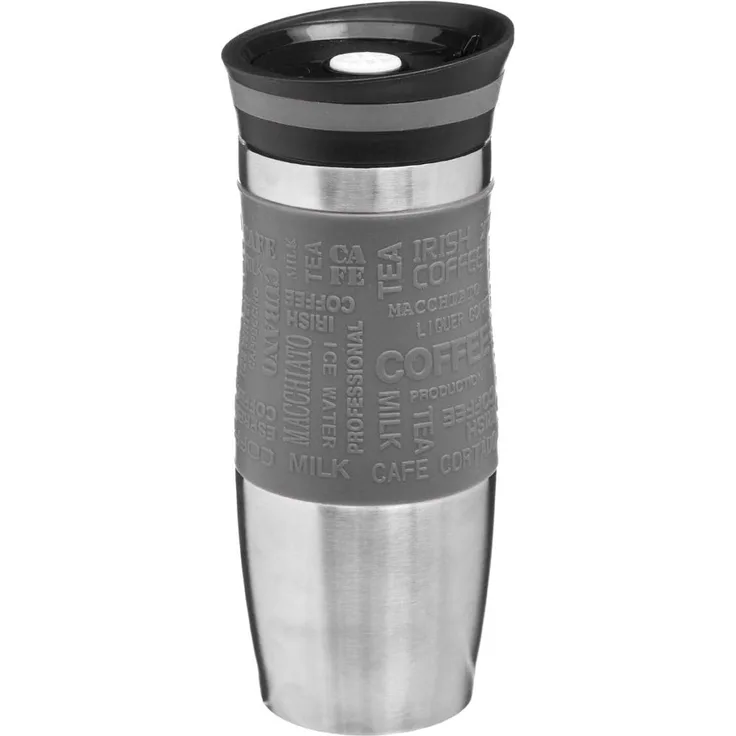 Thermobecher - für ein Auto, für einen Spaziergang oder eine Reise, 350 ml, grau