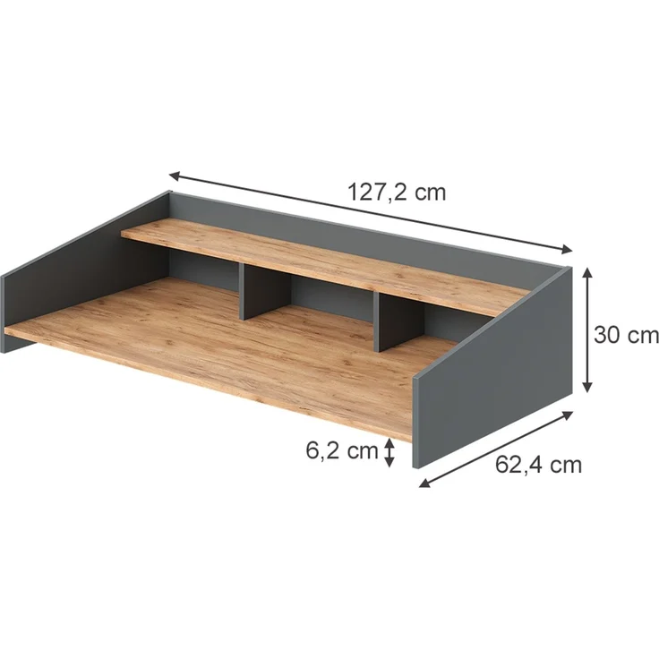 Aufsatzregal Viktor Goldkraft Eiche/Anthrazit 127.2x30 cm Vicco – Bild 2