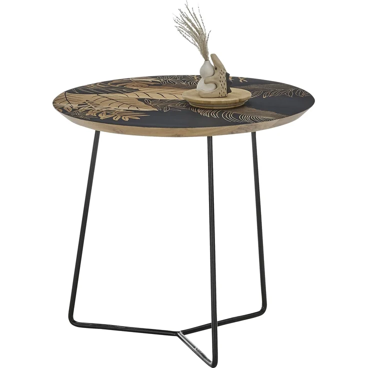 Beistelltisch >MIRANDELA< in floraler Druck, Mango Massivholz - 55x50x55 (BxHxT) – Bild 4