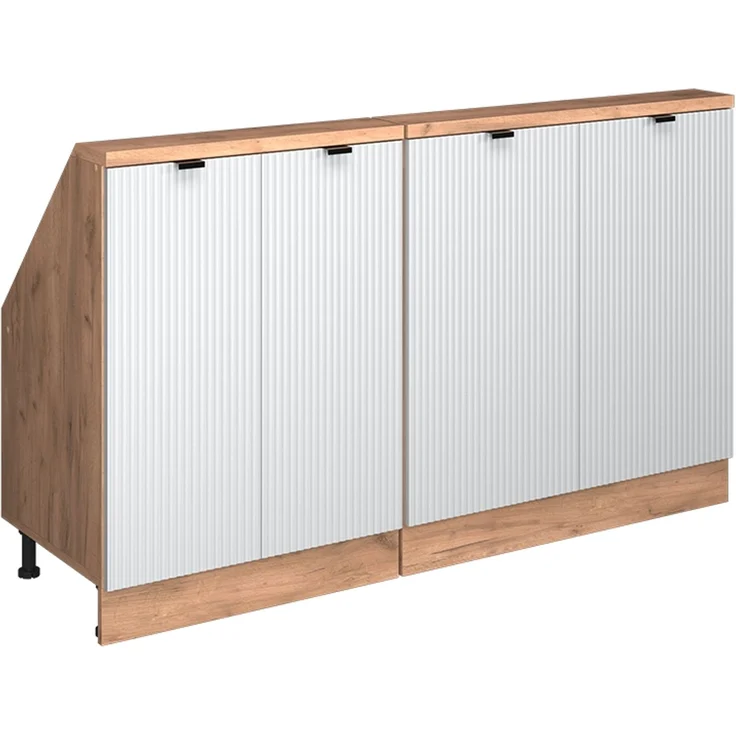 Küchenschrank für Dachschrägen R-Line Weiß Riffel 140 cm 2er Set Vicco – Bild 1