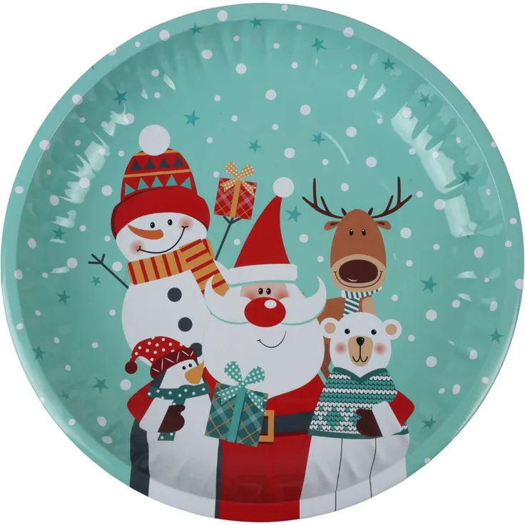 Weihnachtsteller 26 cm Plätzchenteller Nikolausteller Adventsteller Festtagsteller Dekoteller Adventsdeko Tischdeko Weihnachtsplatte Metallteller