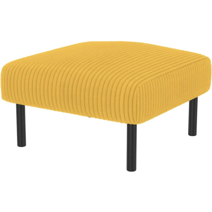Fußhocker aus Cord mit Polsterung und Metallgestell, 56x51x39 cm, Gelb – Bild 7