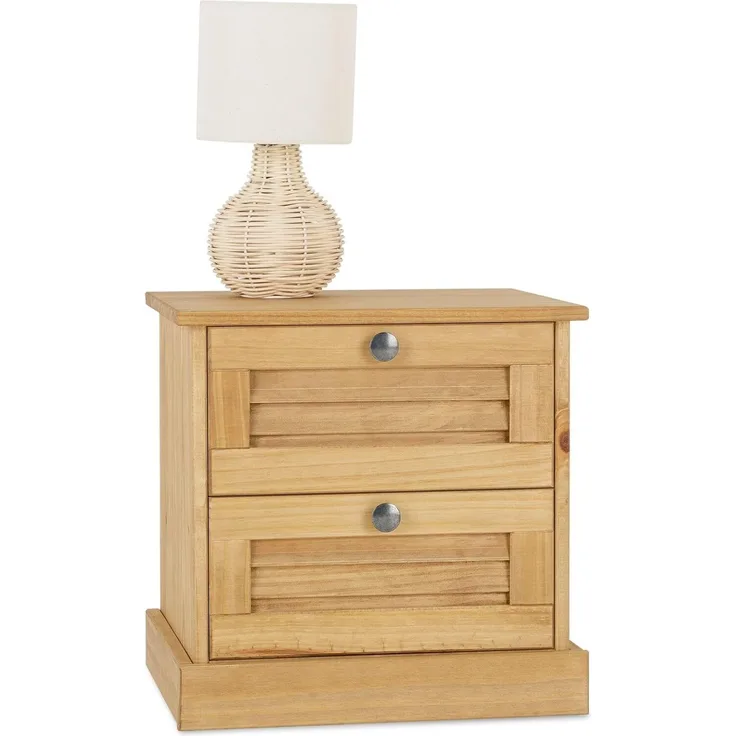 IDIMEX Nachtkommode VENETA, Nachtkonsole mit 2 Schubladen im Landhausstil Lamellendesign natur