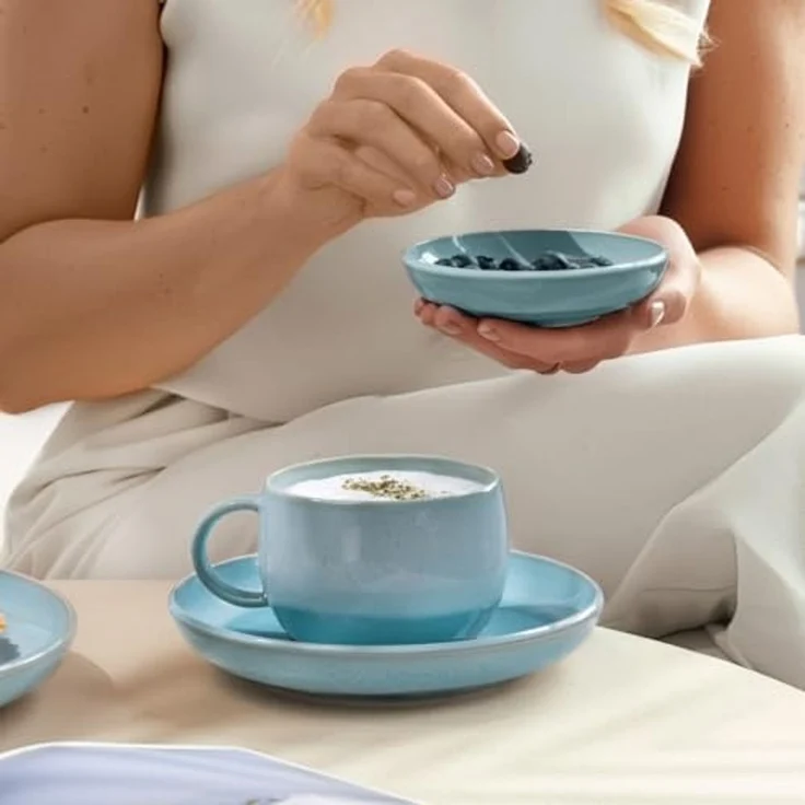 Villeroy & Boch Kaffeeuntertasse 16x16x3cm Perlemor Aqua – Bild 3