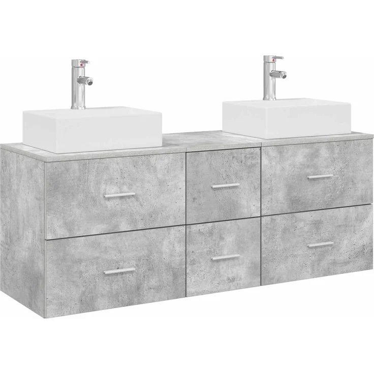 vidaXL Badezimmerschrank-Set 3 stk. Betongrau 129 x 41 x 79,5 cm 3405846 – Bild 2