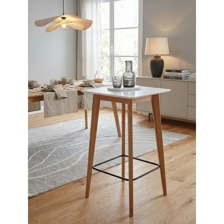 KADIMA DESIGN Bartisch Stehtisch 60x110x60 cm Weiß Eckig, Bartisch für 4 Personen, Moderner, Tisch für Bar, Design Partytisch Holz, Hochtisch Eiche Skandinavisch – Bild 1