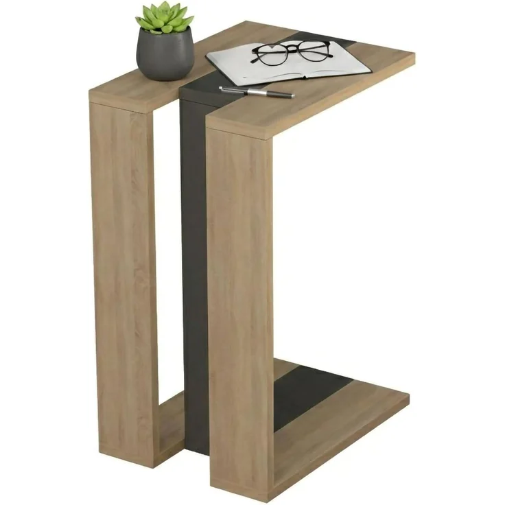 Dmora - Wohnzimmertisch Calliope, Niedriger Wohnzimmertisch, Kaffeeregal, Couchtisch für Sofa, 30x40h57 cm, Eiche und Anthrazit – Bild 3