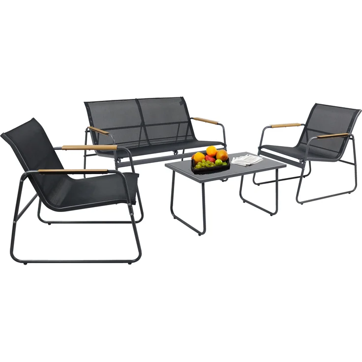 VCM Gartenmöbel-Set Lexila 920288 Schwarz H. 76 x B. 222 x T. 119 cm – Bild 1