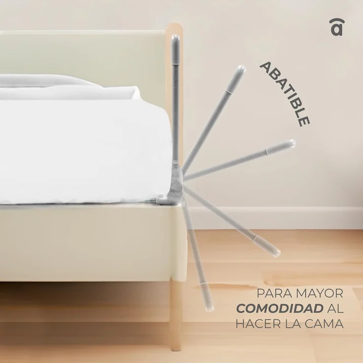 Asalvo Bettgitter, 150 cm, Fallschutz, für Kinder, klappbar, Tragetasche, extra hohes Design, faltbar und tragbar, sichere Befestigung, Sterne beige – Bild 3