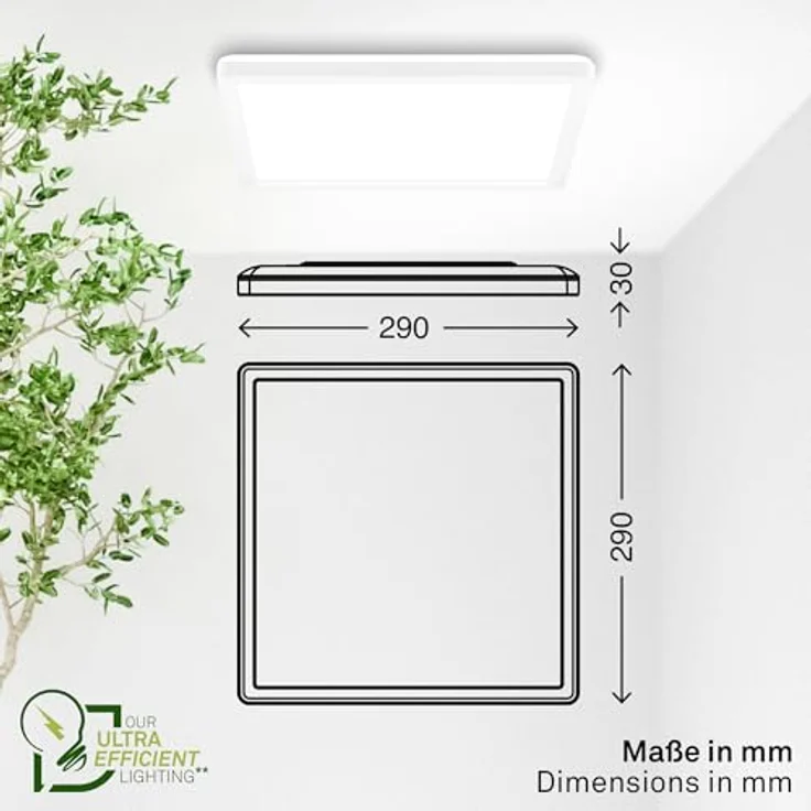 BRILONER - EEK A LED Panel Effizient mit 11W bei 2400lm, ca. 50.000h Licht, flach, CCT, indirektes Licht, LED Lampe, Deckenleuchte, Wohnzimmerlampe, Deckenlampe, Flur, 29,3 x 29,3 x 3 cm, Weiß – Bild 12