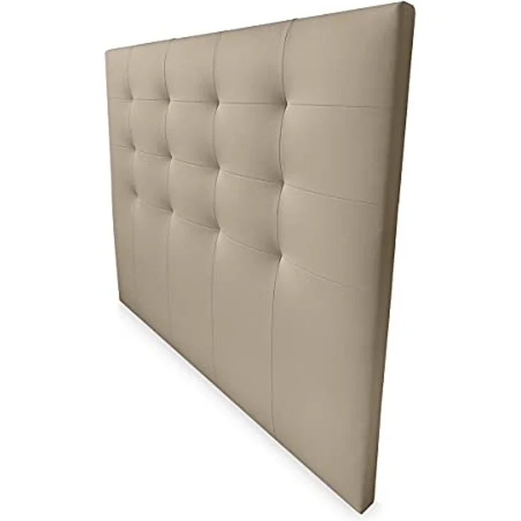 DUÉRMETE ONLINE Kopfteil Paris gepolstert, Bezug aus hochwertigem Kunstleder, Beige, 100 x 120 cm (Bett 90) – Bild 4