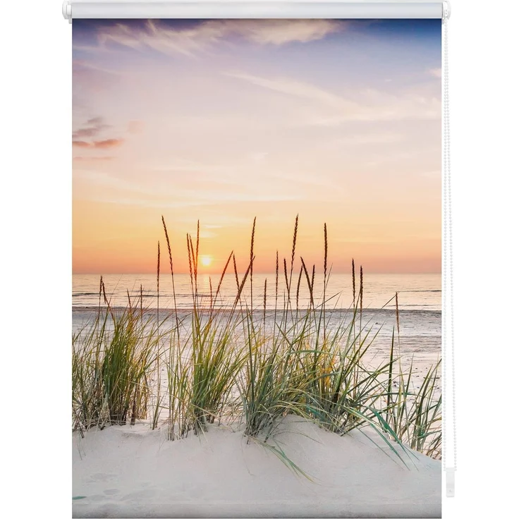 Seitenzugrollo Rollo Klemmfix, ohne Bohren, blickdicht, Nordseestrand - Rot Weiß, LICHTBLICK ORIGINAL, blickdicht, freihängend, Klemmfix, 150x70 cm (LxB) – Bild 1