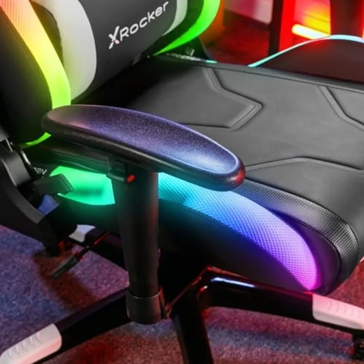 X Rocker Agility eSports Gaming-Bürodrehstuhl mit LED-Beleuchtung & App-Steuerung - schwarz/weiß – Bild 4