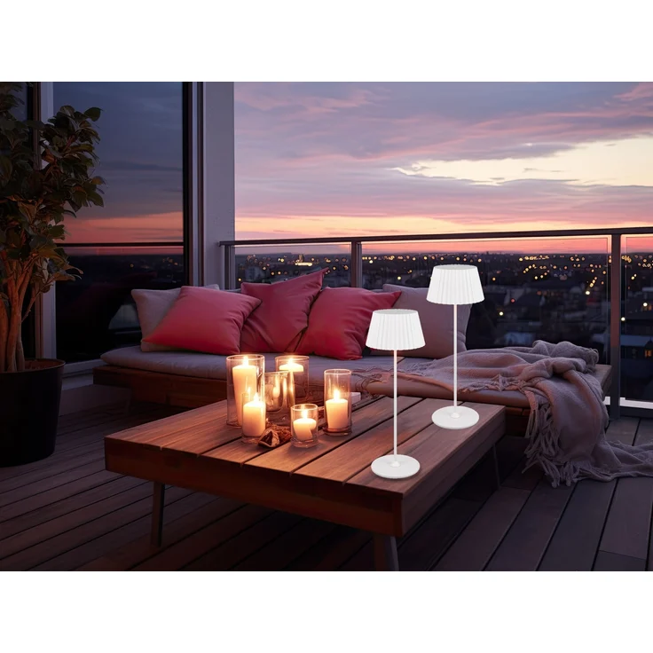 2er SET Akku LED Tischlampen kabellos für Innen & Außen, Weiß - Höhe 39cm – Bild 10
