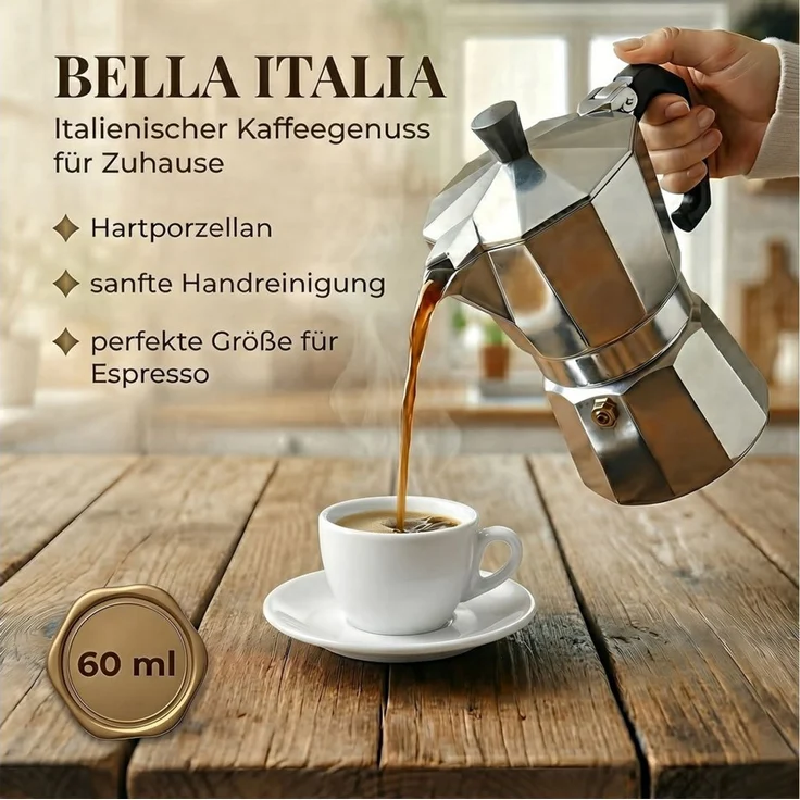 MUVELL Espressotasse 6x Espressotassen & Untertassen Set 0,8 cm dickwandig, weiß, 6-tlg, Keramik, 60 ml weiß – Bild 4