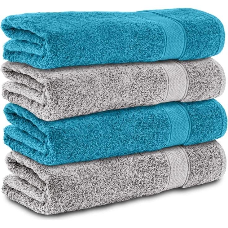 Komfortec Badetücher 100% Baumwolle, 470 g/m², Frottee (4-St), Handtücher 70x140 cm Set, Weich