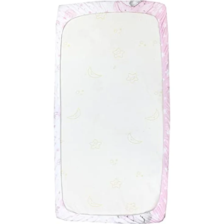 TupTam Spannbettlaken Baby, für Babybett/Kinderbett, 2er Pack, Mond mit Elefant / Rosa / Sterne / Grau, 60 x 120 cm – Bild 7