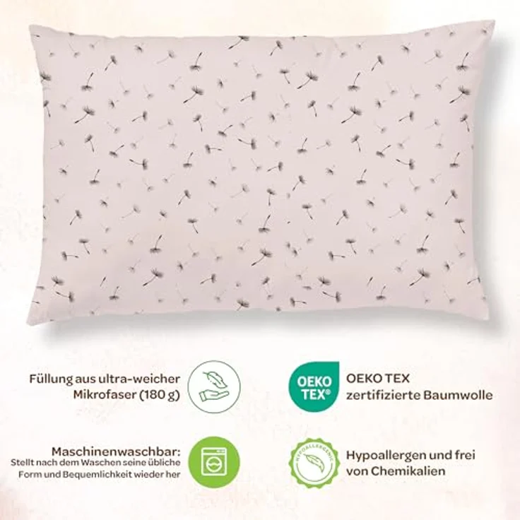 SUPERBE BEBE Kinderkissen Mit Kopfkissenbezug Baumwolle - Kissen für Kinder 1 bis 3 Jahre Größe 33x45 cm - Weiches Kissen Hypoallergen Maschinenwaschbar Ideal Fürs Bett oder Auf Reisen EIN Nickerchen – Bild 4