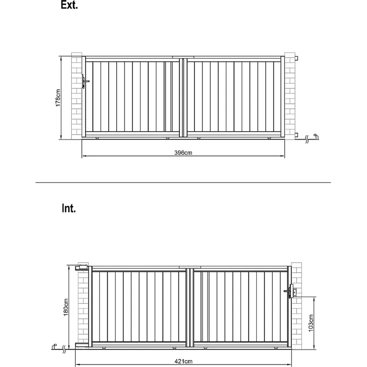 Vente-unique - TOROMA Eingangstor Metall Grau - B 4,6 cm x H 178 cm x L 396 cm – Bild 5