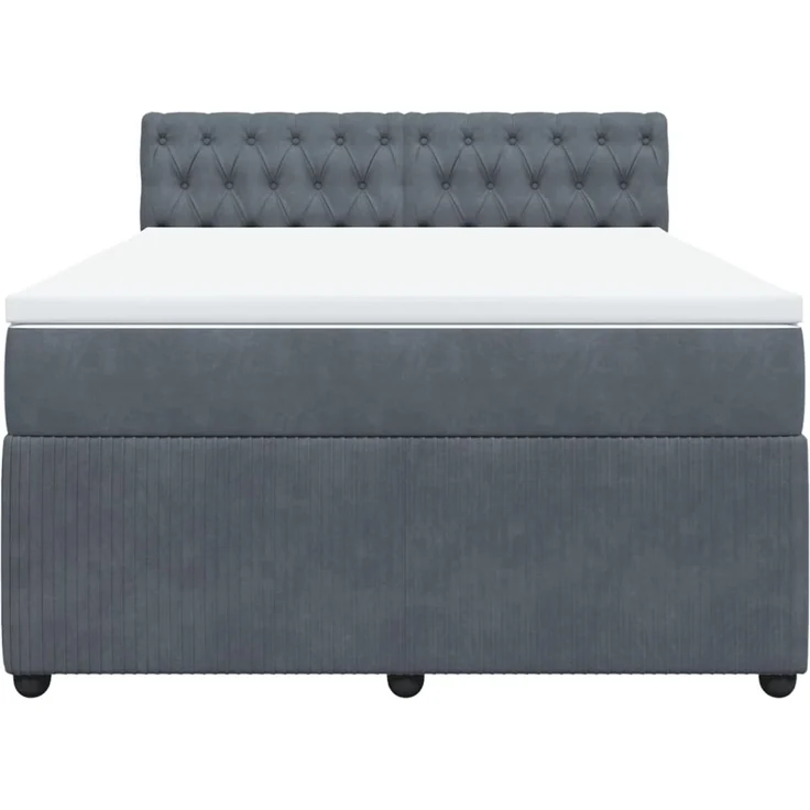 vidaXL Boxspringbett mit Matratze Dunkelgrau 160x200 cm Samt 3287789 – Bild 4