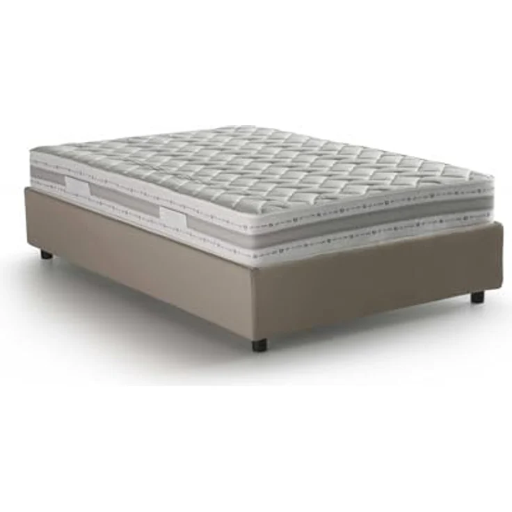 Talamo Italia - Doppelbett Greta, Bettkasten mit Kunstlederbezug, 100 % Made in Italy, seitliche Öffnung, inklusive Matratze 120 x 190 cm, taubengrau – Bild 3