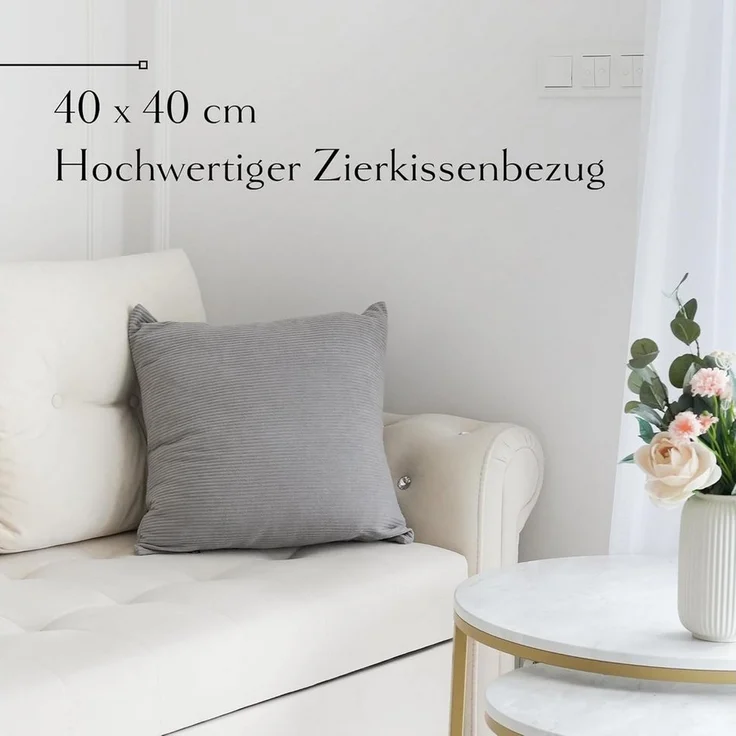 DYNMC you Kissenbezug Cord - 4er Kordsamt Weiche Kissenbezüge - Dekokissen Sofakissen, Kord Kissenhüllen - Sofa Kissenbezug Cord - Kissen Deko Kissenbezug – Bild 2