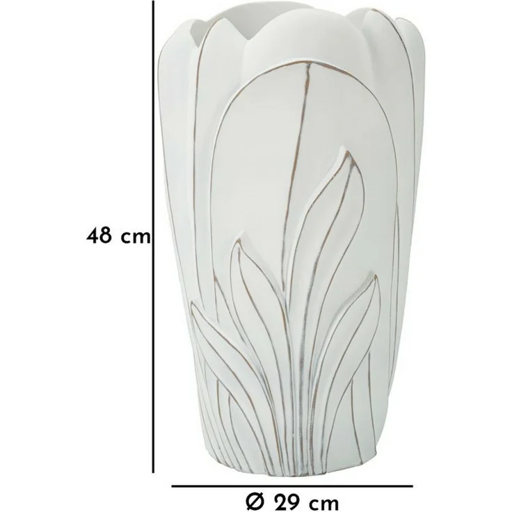 Dmora Vase Tramigna, Dekorationszubehör, Dekoratives Artikel, Einrichtungszubehör, 29x29 h48 cm, Weiß – Bild 3