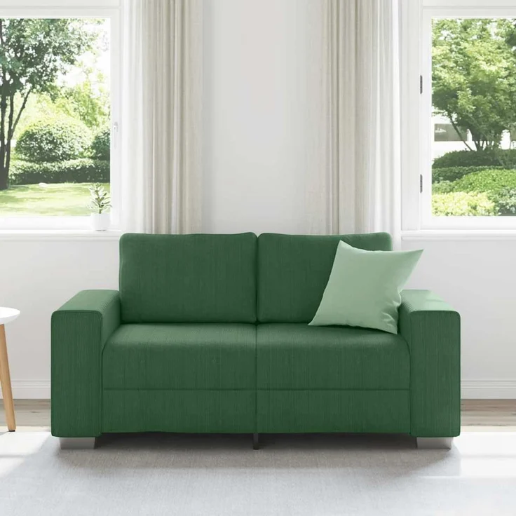 vidaXL Zweisitzer-Sofa Dunkelgrün 160x77x82 cm Cordstoff 4105197 – Bild 2