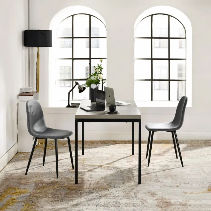 FurnitureR Rechteckige Konferenztische in Grau, für 4 bis 6 Personen, Dicke Holzplatte mit Metallstruktur, für Schulungen, Meetings, Konferenzen, 150 x 75 x 75 cm