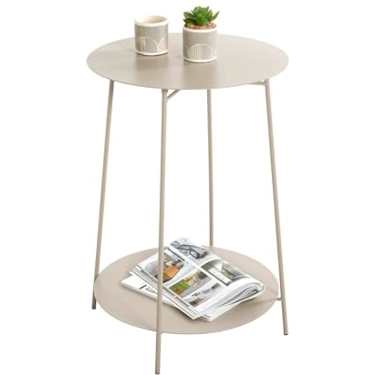 XXXL Beistelltisch, Rund, Hellgrau, Metall, 60 cm Durchmesser, für Wohnzimmer – Bild 5