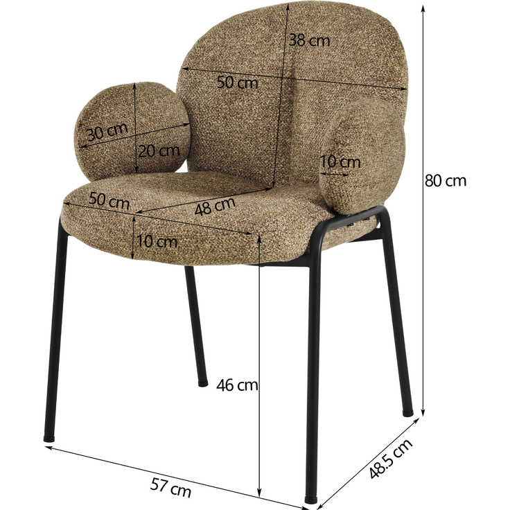 GOEURVANT 1235 Esszimmerstühle 4er-Set mit Armlehnen, Polsterstühle, Bouclé - Taupe – Bild 6