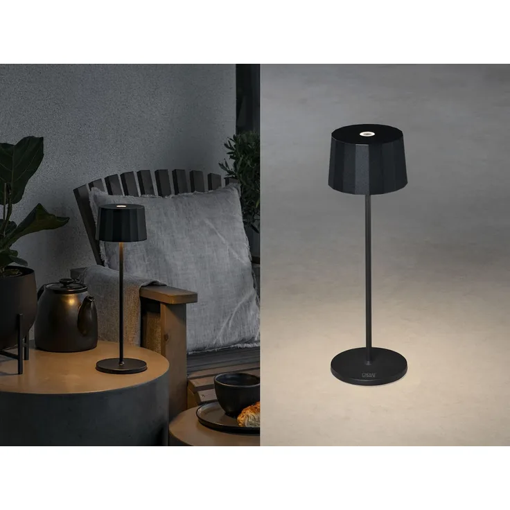 KONSTSMIDE No. 7813-750 USB Tischleuchte Positano schwarz dimmbar IP54