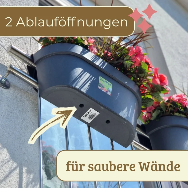 GarPet Balkonkasten 4x Geländerkasten Balkon mit Wasserspeicher Blumen Topf Kasten – Bild 8