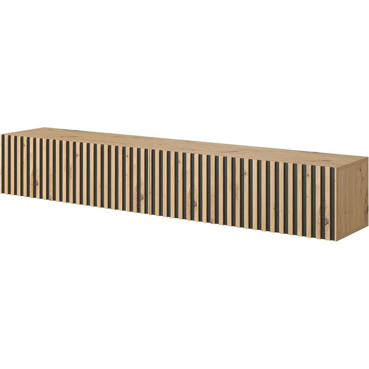 Selsey 'Telire' TV-Hängeboard, Eichenholz-Optik / Schwarz, ca. 30 x 175 x 32 cm