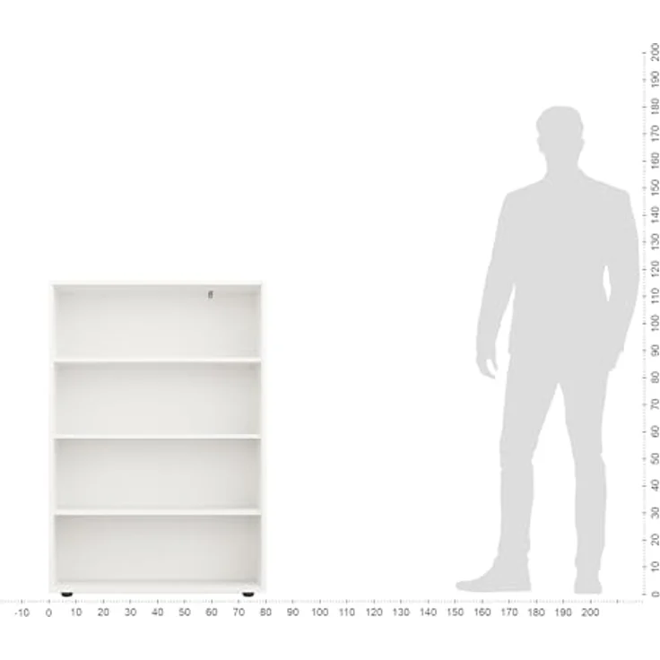 KOMTO Bücherregal Lumo 80 cm breit Regal mit 3, 4, 6 Ebenen und Höhenverstellbare Regale, Aufbewahrungsregal Bookshelf Weiß – Bild 9