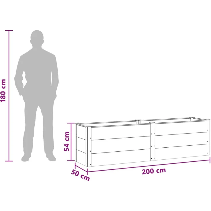 vidaXL Hochbeet Braun 200 x 50 x 54 cm WPC und Aluminium 42039004 – Bild 7
