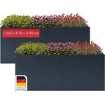 STEELSØN 'Icarus' Hochbeet, Metall, anthrazit, wetterfest, 200x75x80 cm, Pflanzenbeet mit offener Bodenstruktur, 2er-Set