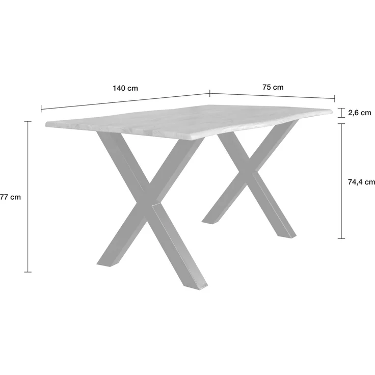 LC Home Esstisch »Lund« 140x75 cm Akazie massiv – Massivholztisch mit Baumkante & schwarzem X-Gestell – Bild 3