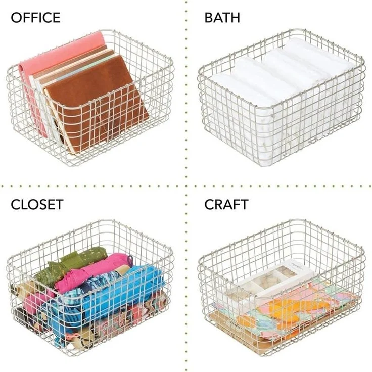 mDesign Allzweckkorb Aufbewahrung Drahtkorb Organizer 6er Set Metall Mattsilber – Bild 5