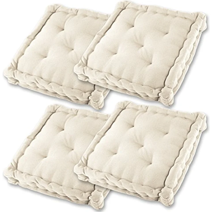 Gräfenstayn Sitzkissen 4er Set 40x40 cm mit 8 cm Polsterung aus 100 % Baumwolle -, robustes Sitzkissen für Indoor & Outdoor, bequemes Bodenkissen – Bild 2
