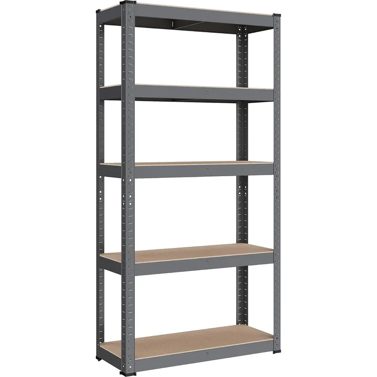 Songmics Schwerlastregal mit 5 Ablagen, Stahl / MDF, Grau, 150 x 30 x 75 cm